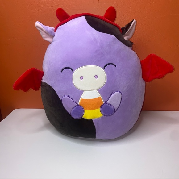 Halloween Squishmallow Alexie the Devil Cow Eating Candy Corn 12” - Picture 3 of 10